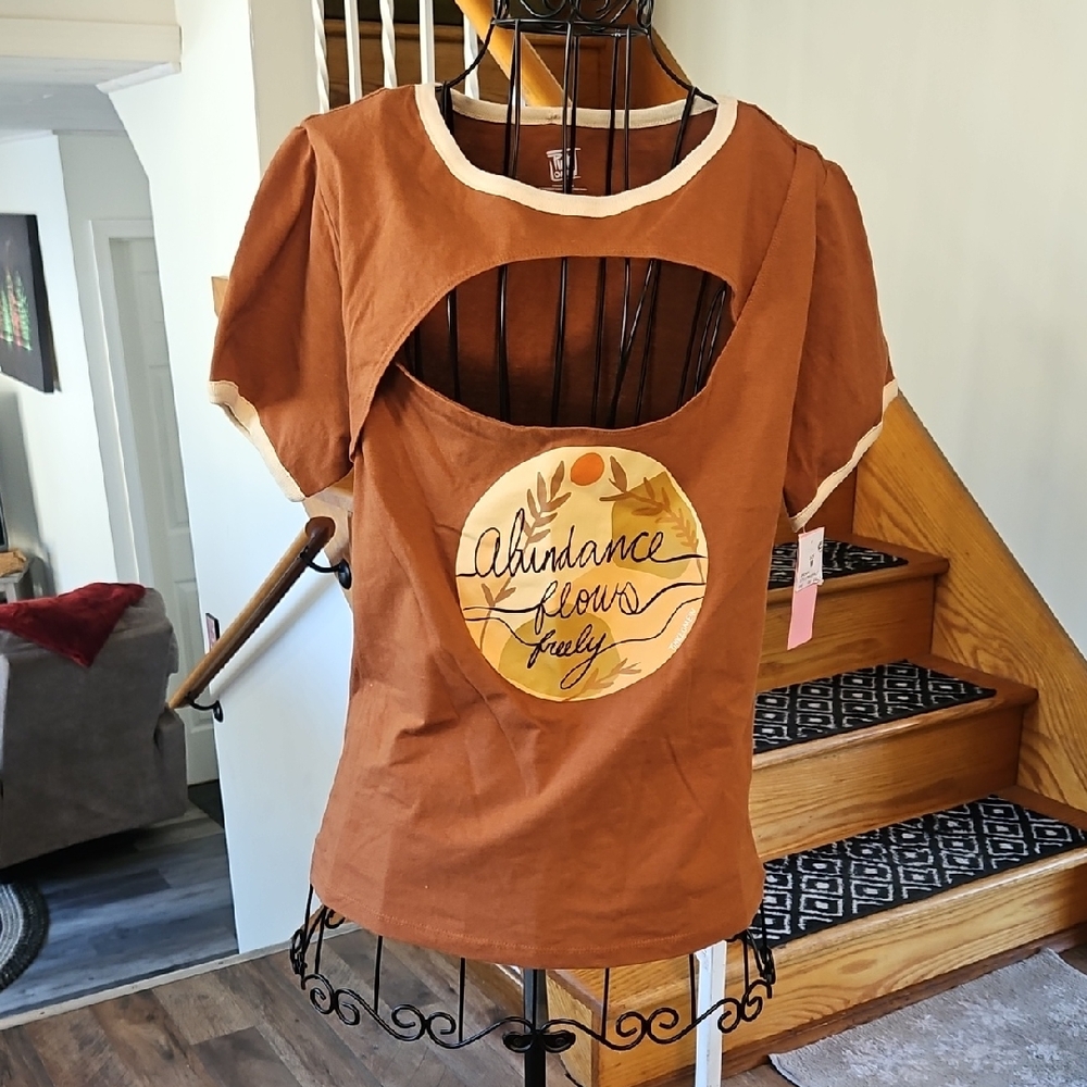 👚PINK LOMEIN Women's Brown T with Cutout Design👚